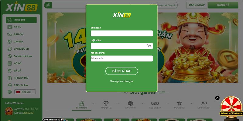 Điền thông tin đăng nhập Xin88 chuẩn xác